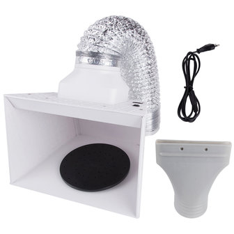 UK Plug-Fengda Portable Airbrush Hobby Spray Booth Spray Box BD-515 met LED-verlichting &amp; Draaitafel voor het spuiten van modellen, kunst, ambachten, taartversiering, make-up, spijkers, handwerk, enz.