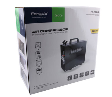 Fengda AS-186A Airbrush mini compressor met luchttank en metalen behuizing