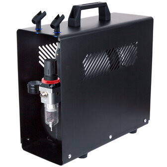 UK-Fengda AS-196A dubbele zuiger Airbrush mini compressor met luchttank en metalen behuizing