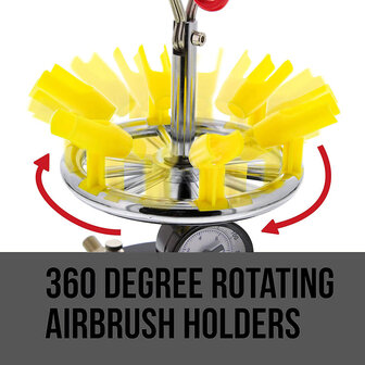 Fengda Airbrushhouder met 6 stations en gereguleerd luchtverdeelstuk dat plaats biedt aan maximaal 8 airbrushes