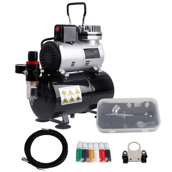 UK Plug-Timbertech ABPST08K airbrush compressor complete set with upgraded cooling fan mini compressor airbrush gun and airbrush accessories