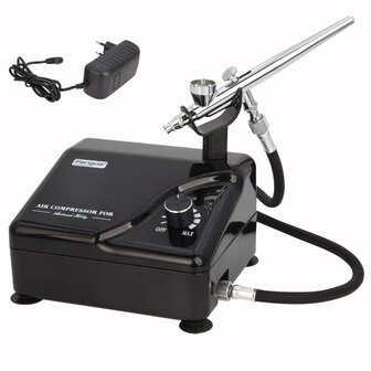 Fengda Profesional Airbrush Kit met slimme compressor AS-207K voor tattoo, model, taartdecoratie, automotive grafisch enzovoort