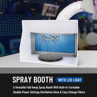 Fengda Compactere en draagbare airbrush-spuitcabine-spuitbox met zuigkanaal FD-513 met krokodillenklemmen en LED-licht