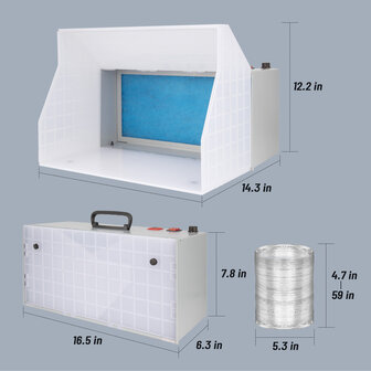 Fengda Compactere en draagbare airbrush-spuitcabine-spuitbox met zuigkanaal FD-513 met krokodillenklemmen en LED-licht
