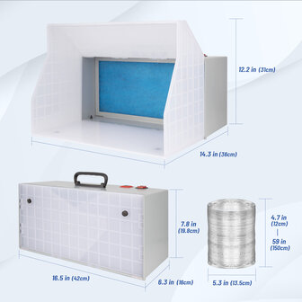 Fengda Compactere en draagbare airbrush-spuitcabine-spuitbox met zuigkanaal FD-513 met krokodillenklemmen en LED-licht