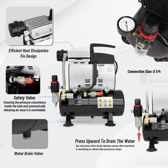Fengda High-End Airbrush minicompressor met luchttank AS-600