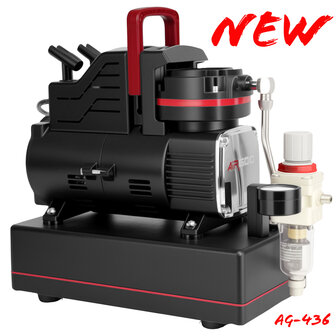 Airgoo Premie Aibrush-compressor met supermacht dubbele koelventilatoren AG-436 &amp; Corrosiebestendige aluminium luchttank (2,5 l)