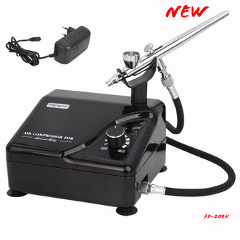Fengda Profesional Airbrush Kit with smart compressor AS-207K for Tattoo, Model, Cake Decoration, Automotive Graphic and so on