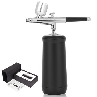 Timbertech draagbare en ge&iuml;ntegreerde draadloze oplaadbare airbrushset met compressor MK-410 inclusief reinigingsborstels voor hobby's, taartdecoratie, make-up en andere airbrush-toepassingen.