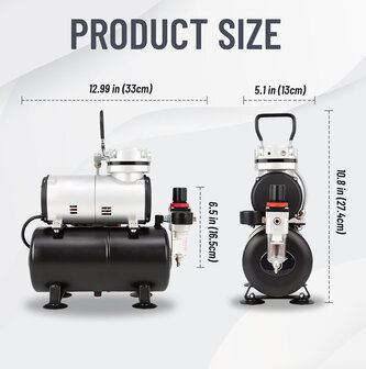 Fengda Airbrush mini compressor met anti-roest luchttank AS-186T(FD-186T)