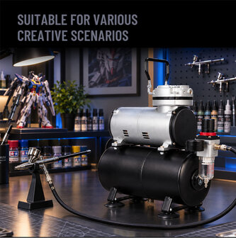 Fengda Airbrush mini compressor met anti-roest luchttank AS-186T(FD-186T)