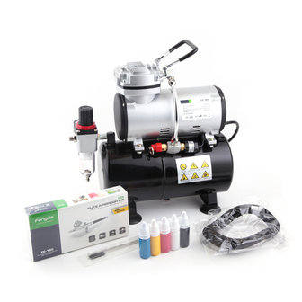 UK Plug Fengda FD-186K met compressor FD-186, Airbrush BD-130 en accessoires 