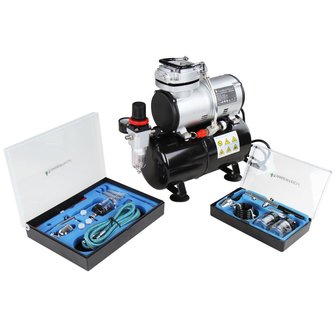 UK Plug Timbertech ABPST06  airbrush set met compressor, double action airbrush