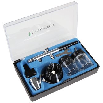 UK-PLUG Timbertech ABPST06 Airbrush Pistolen Kompressor Set Druckluft Spritzpistole 