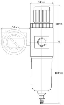 Drukregelaar Fengda AFR2000B voor compressor, max. 7 bar