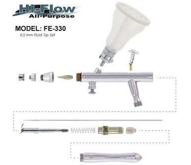 Fengda FE-330 Luxe All Purpose Precision dubbelwerkende Feed-type Airbrush Pistool met 4-chamber cup