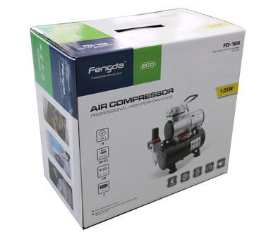 UK Plug Fengda Airbrush Kompressor mit dem Druckbeh&auml;lter AS-186(FD-186))