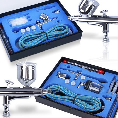 ABPST03 Airbrush pistolen set. 32-delig met vele airbrush toebehoren