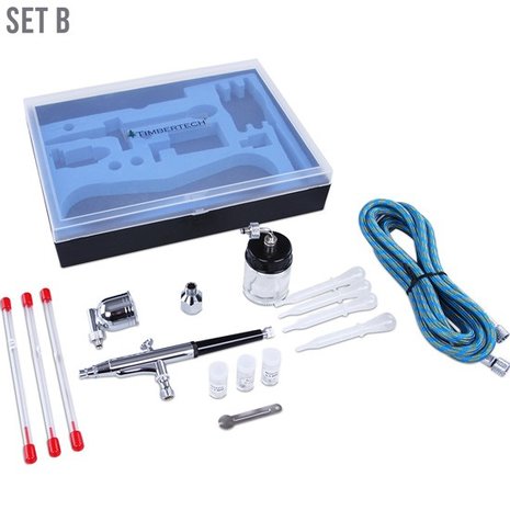 ABPST03 Airbrush pistolen set. 32-delig met vele airbrush toebehoren