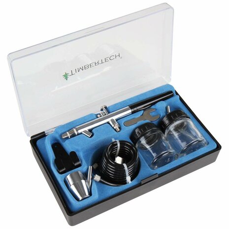 Timbertech ABPST06  airbrush set met compressor, double action airbrush