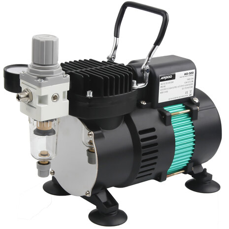 UK-stekker Airgoo Premie Aibrush-compressor met dubbele koelventilatoren AG-320