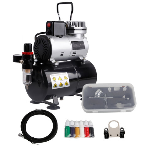 UK Plug-Timbertech ABPST08K airbrush compressor complete set met verbeterde koelventilator mini compressor airbrushpistool en airbrush accessoires