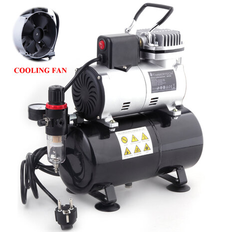 Timbertech Professionele piston-airbrush compressor met motor-afkoelende ventilator ABPST08