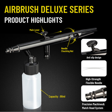 Airgoo High-End & Deluxe Double-Action & Suction-Type Airbrush AG-102 for Airbrush Master