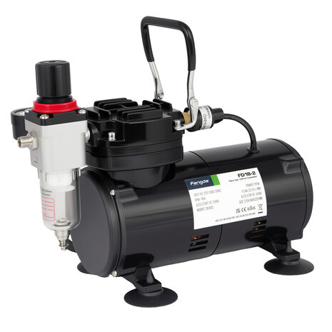 Timbertech airbrush set met compressor en double action airbrush ABPST05(Zwart)