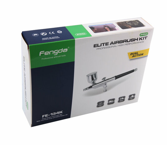 Gerenoveerd-Fengda Airbrush pistool  BD-134K(FE-134K) met 0,2mm en 0,3mm en 0,5mm nozzle