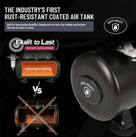 Fengda Airbrush mini compressor met anti-roest luchttank AS-186T(FD-186T)