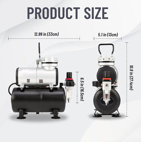 Fengda Airbrush mini compressor met anti-roest luchttank AS-186T(FD-186T)
