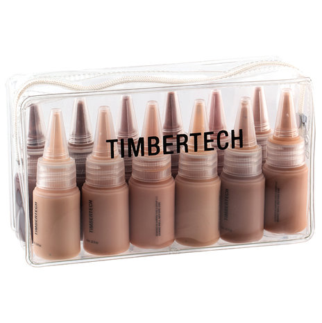 Timbertech S/B Airbrush Foundation mit 12 x 10 ml Fläschchen mit allen Hauttönen der S/B-Serie